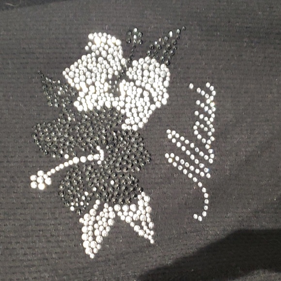 Maui Sweatshirt zip front silver and black 'jeweled' embellishments  size Large - Picture 2 of 9